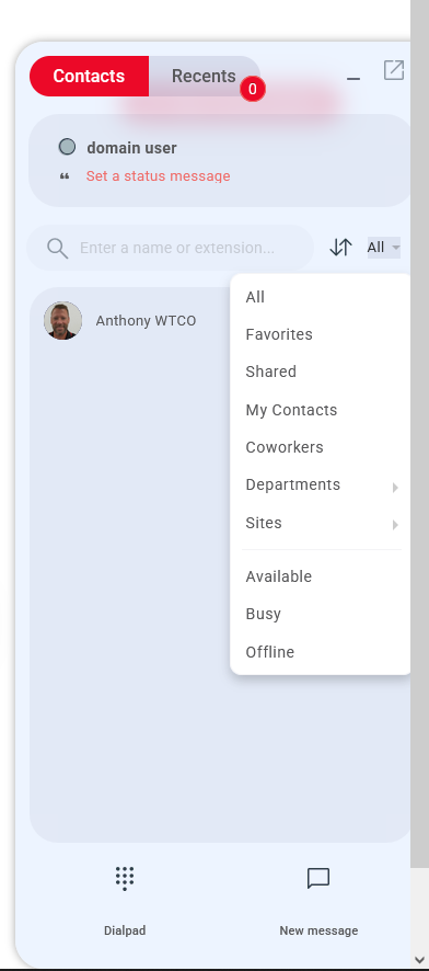 Filter by status, department and site