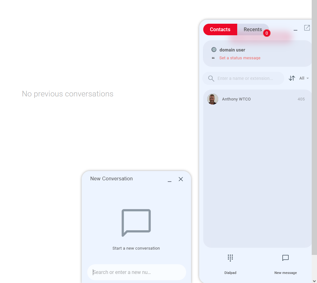 Advanced PBX Chat — main view